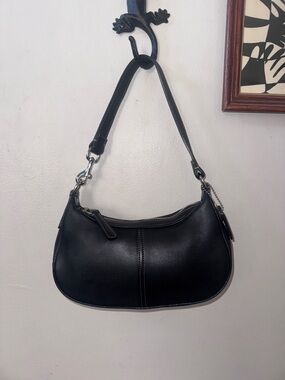 Vintage Coach Hampton Demi Shoulder Bag Black Leather Y2K 7593